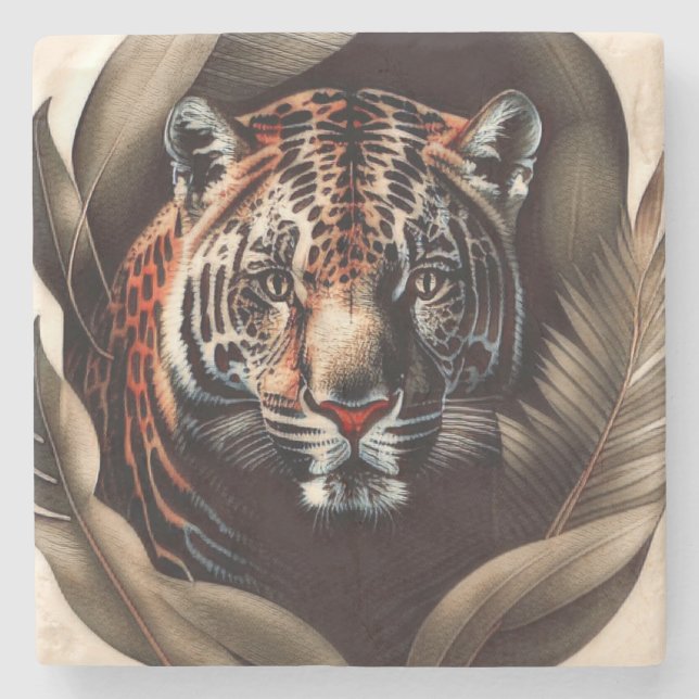 Majestic Jaguar - King Of The Jungle Stone Coaster (Front)