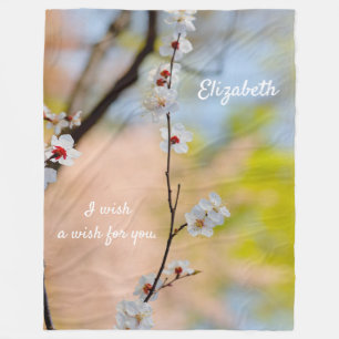 Majestic Japanese Apricot Flowers Fleece Blanket