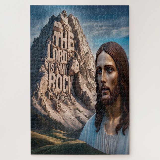 Majestic Jesus: Guardian of the Mountain Jigsaw Puzzle (Vertical)