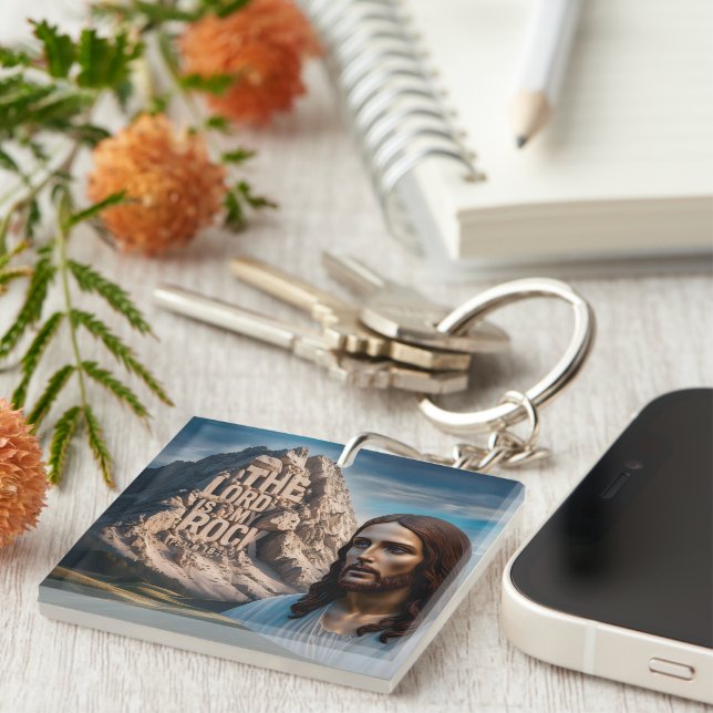 Majestic Jesus: Guardian of the Mountain Key Ring (Front Right)