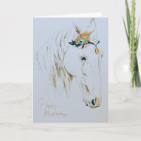 Majestic Jewel Embellished White Horse Birthday