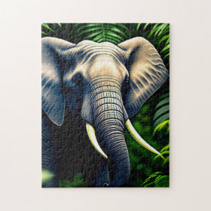 Majestic Jungle Elephant - Wild And Free Jigsaw Puzzle
