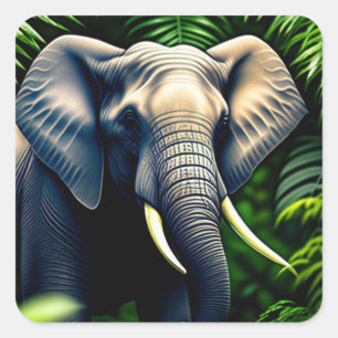 Majestic Jungle Elephant - Wild And Free Square Sticker