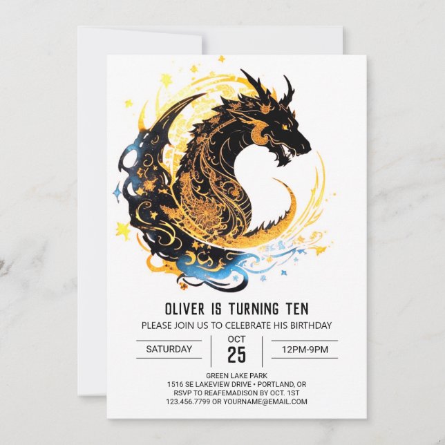 Majestic Kids' Dragon Birthday celebration Invitation (Front)