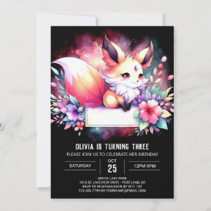 Majestic Kids Fox Birthday digital Invitation