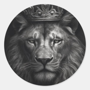 Majestic King Crown Lion Classic Round Sticker