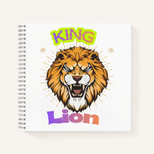Majestic King Lion Crowned Portrait Design Notebook