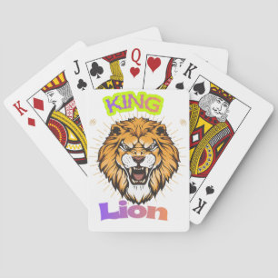 Majestic King Lion Crowned Portrait Design Playing Cards