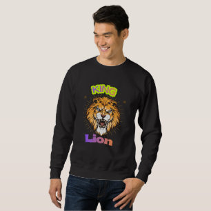 Majestic King Lion Crowned Portrait Design Sweatshirt