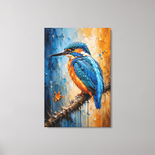 Majestic Kingfisher Impasto Canvas Print