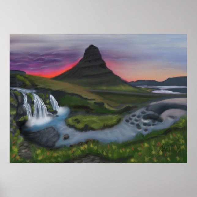 Majestic Kirkjufell: Icelandic Landscape Panorama Poster (Front)