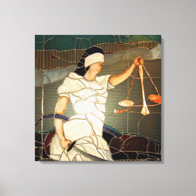 Majestic Lady Justice in Stained Glass Design Canvas Print (Front)
