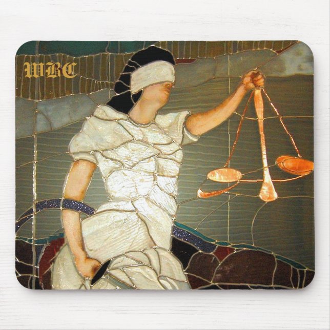 Majestic Lady Justice in Stained Glass Design Mouse Mat (Front)