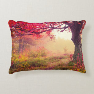 Majestic Landscape With Autumn Trees In Forest Decorative Cushion