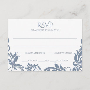 Majestic Leaves RSVP Postcard Dusty Blue