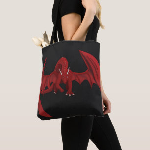 Majestic legendary Red Dragon Fantasy Tote Bag