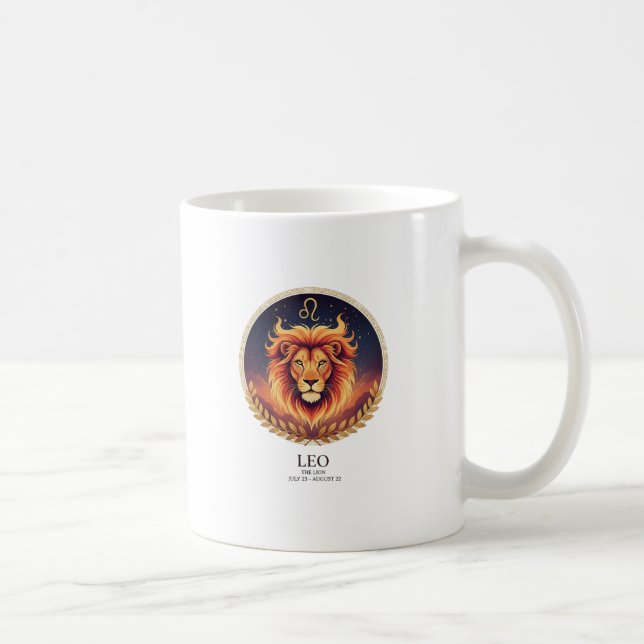 Majestic Leo Lion Zodiac Gold Illustration Coffee  Coffee Mug (Right)