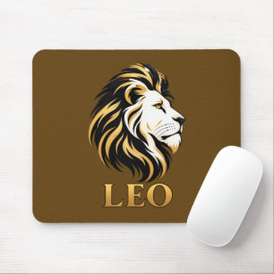 Majestic Leo Lion Zodiac Sign Gold & Black Desk Mouse Mat