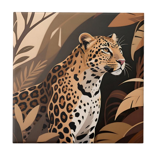 Majestic Leopard Jungle Wildlife  Tile (Front)