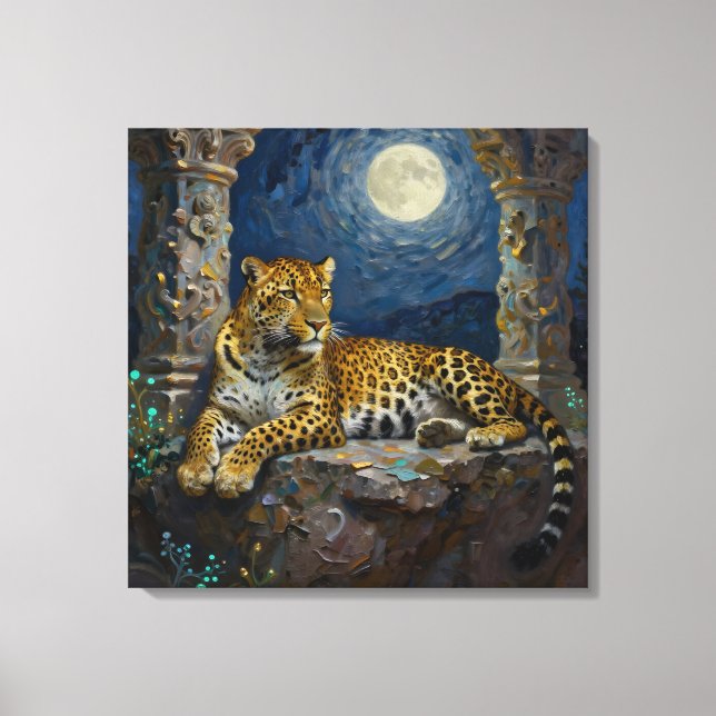 Majestic Leopard on Cliff Ledge   Canvas Print (Front)