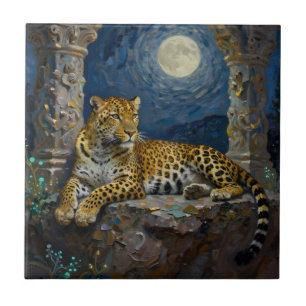 Majestic Leopard on Cliff Ledge  Tile