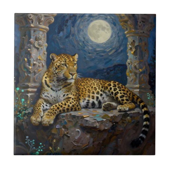 Majestic Leopard on Cliff Ledge  Tile (Front)