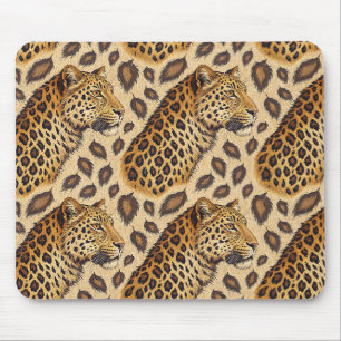 Majestic Leopard Portrait Animal Print Pattern Mouse Mat