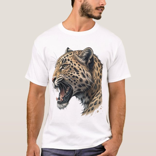 Majestic Leopard Portrait Men's Graphic T-Shirt (Front)