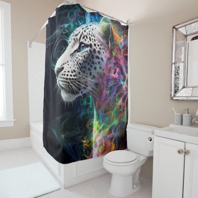 Majestic Leopard Swirling Colours  Shower Curtain (In Situ)