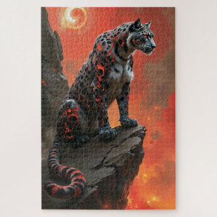 Majestic Leopard Under Fiery Sky Jigsaw Puzzle