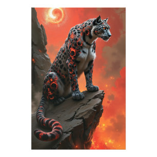 Majestic Leopard Under Fiery Sky Photo Print