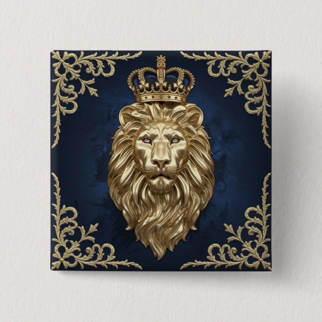 Majestic Lion 15 Cm Square Badge (Front)