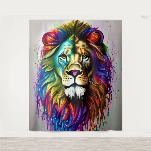Majestic Lion Abstract Tapestry (Front)