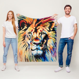 Majestic Lion Art, Canvas or Poster, Animal Decor Fleece Blanket