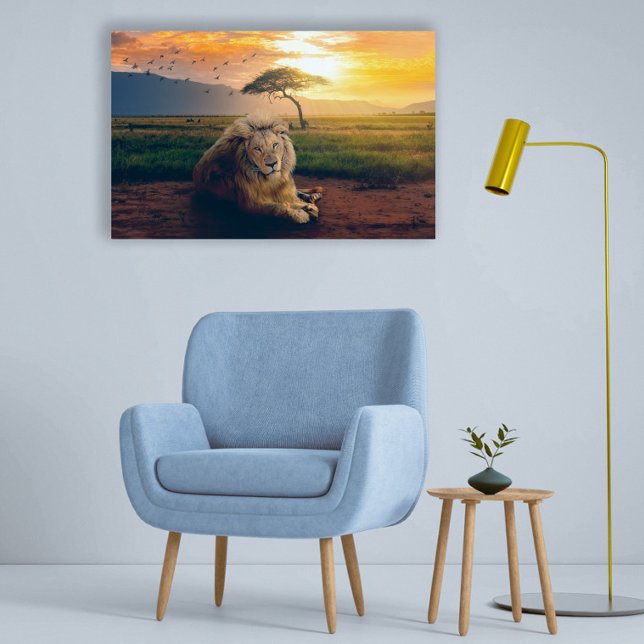 Majestic Lion at an Africa during Sunset Canvas Print (Creator Uploaded)
