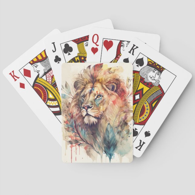 Majestic LION Beautiful Illustrated Spirit Animal Playing Cards (Back)