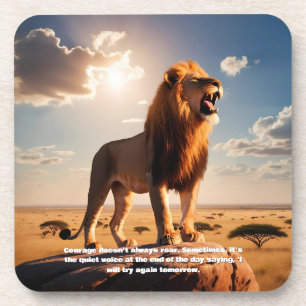 Majestic Lion Courage Inspiring Motivational Coaster