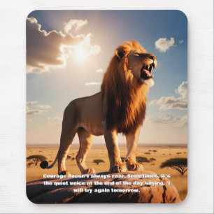 Majestic Lion Courage Inspiring Motivational  Mouse Mat