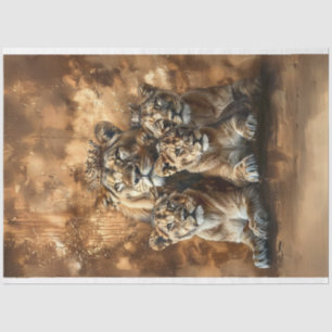 Majestic Lion & Cubs Decoupage Tissue Paper