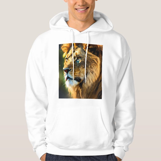 Majestic Lion Drawing T-Shirt | Hand-Drawn Wild An Hoodie (Front)
