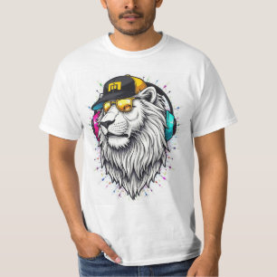 Majestic Lion Face Printed T-Shirt – Round Neck 