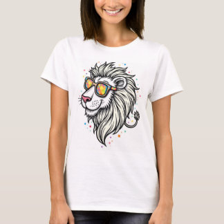 Majestic Lion Face Printed T-Shirt – Round Neck