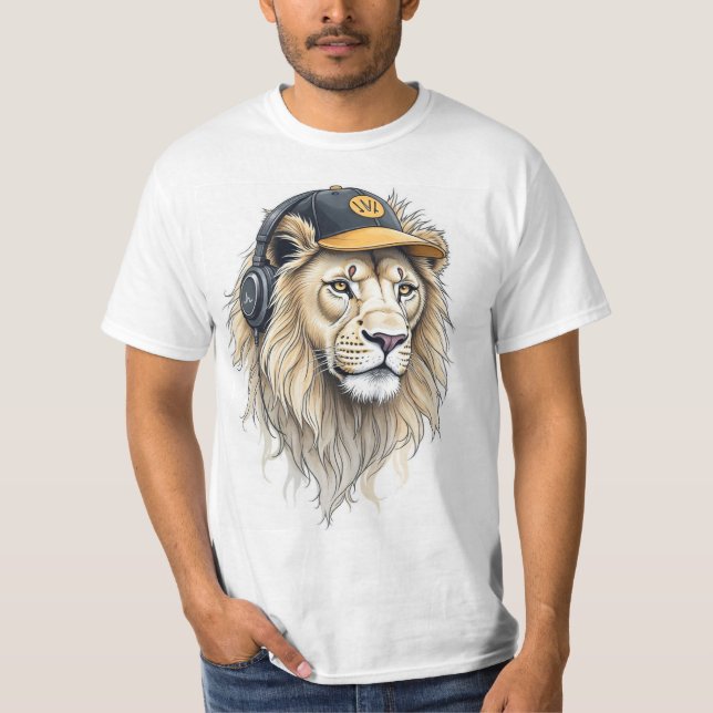 Majestic Lion Face Printed T-Shirt – Round Neck Ha (Front)