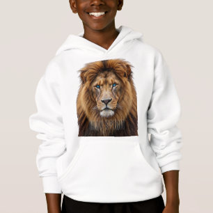 Majestic Lion Face with Blue Eyes Wildlife Anima