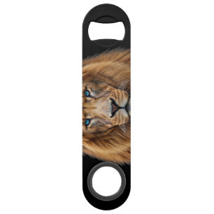 Majestic Lion Face with Blue Eyes   Wildlife Anima