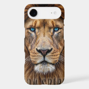 Majestic Lion Face with Blue Eyes   Wildlife Anima