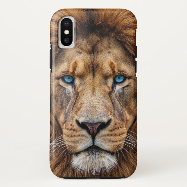 Majestic Lion Face with Blue Eyes | Wildlife Anima Case-Mate iPhone Case (Back)