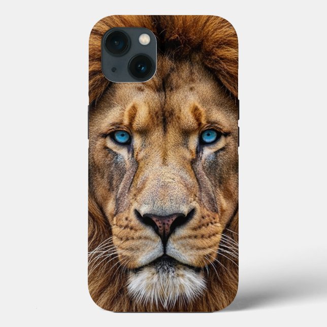 Majestic Lion Face with Blue Eyes | Wildlife Anima Case-Mate iPhone Case (Back)