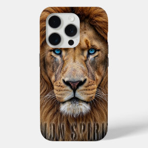 Majestic Lion Face with Blue Eyes Wildlife Anima iPhone 15 Pro Case