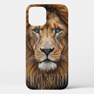 Majestic Lion Face with Blue Eyes Wildlife Anima iPhone 12 Case